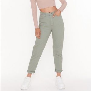 High-waisted Green Jeans